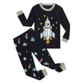 thumbnail image 1 of WhouRiu Big Boys' Pajamas Rocket Print Long Sleeve T-shirt Pants Kids Baggy Sleepwear Clothes Set Blue,Sizes 11-12, 1 of 8