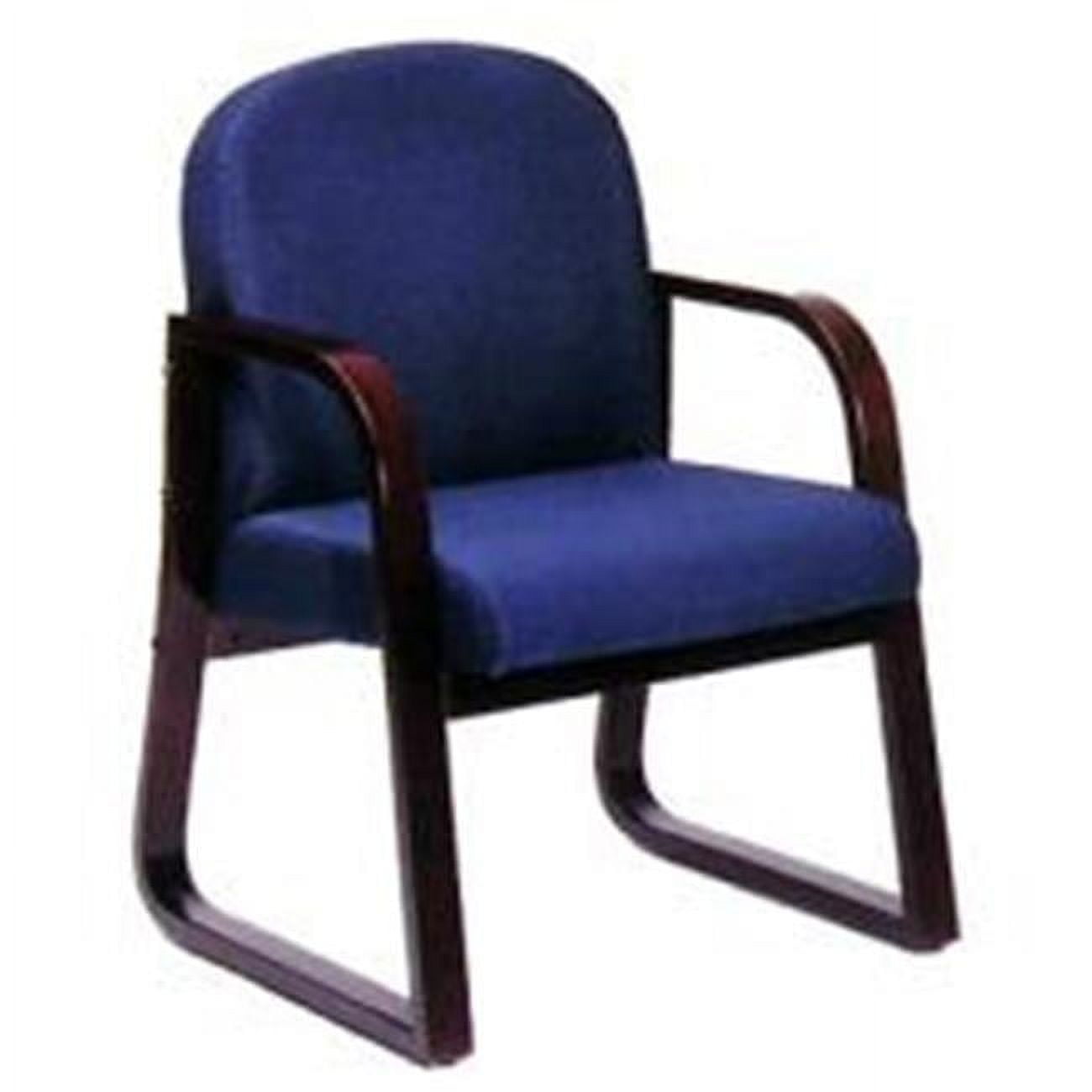 Elegant Mahogany Finish Reception Chair with Thick Cushions in Gray
