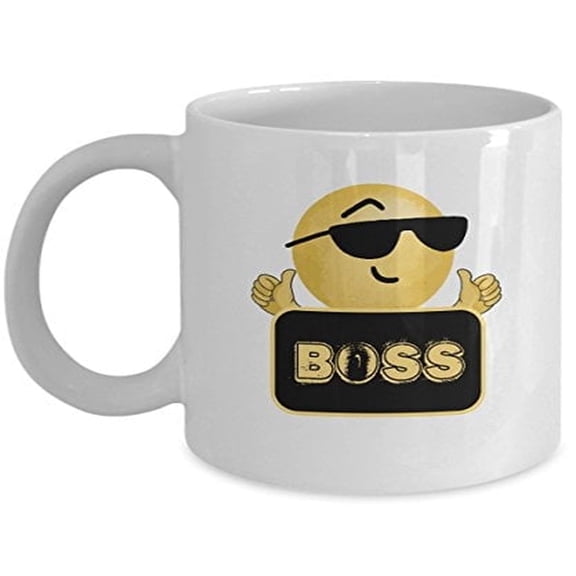 Boss Man 11 oz Coffee Mug - Emoji White Ceramic Gift