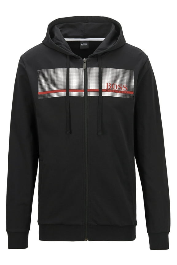 Boss Men's French-terry loungewear jacket with heat-sealed logo