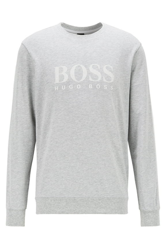 Boss Men's French-terry sweatshirt with striped logo and contrast tape