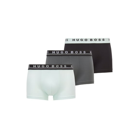 Boss Men's Three-pack of stretch-cotton trunks with logo waistbands