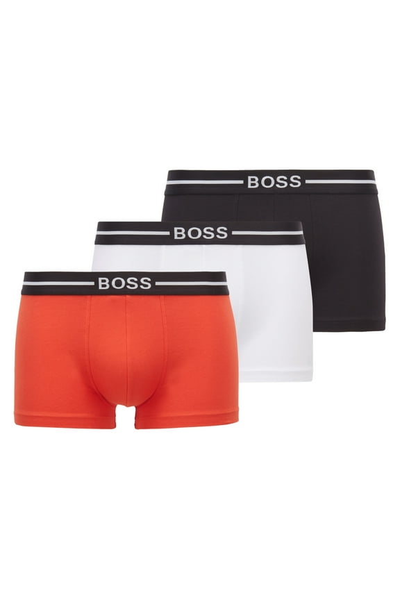 Boss Men's Three-pack of trunks in organic cotton with stretch