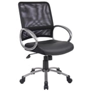 Boss Mesh Back Task Chair - Black Leather Plus - Pewter Finish