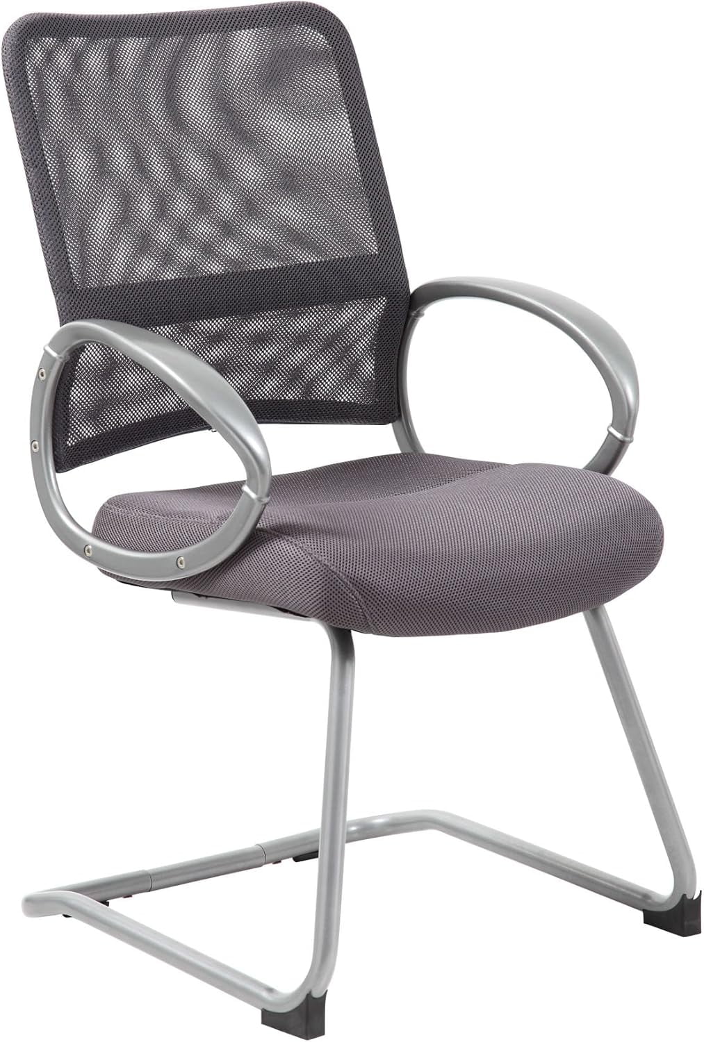 Charcoal Gray High Back Mesh Guest Chair with Pewter Metal Base