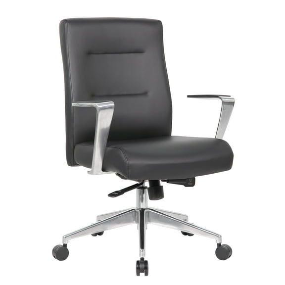 Boss Office Products Modern Conference Chair with Aluminum Arm and Base, Black