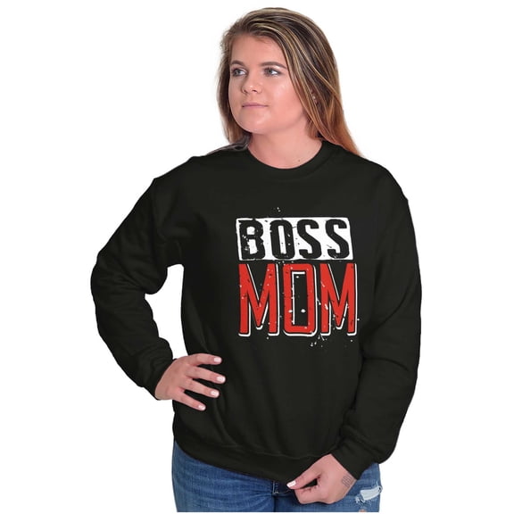 Boss Mom Funny Mothers Day Momma Women Crewneck Sweatshirt Brisco Brands S