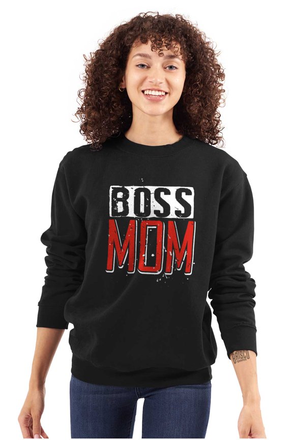 Boss Mom Funny Mothers Day Momma Women Plus Size Crewneck Sweatshirt Brisco Brands 3X
