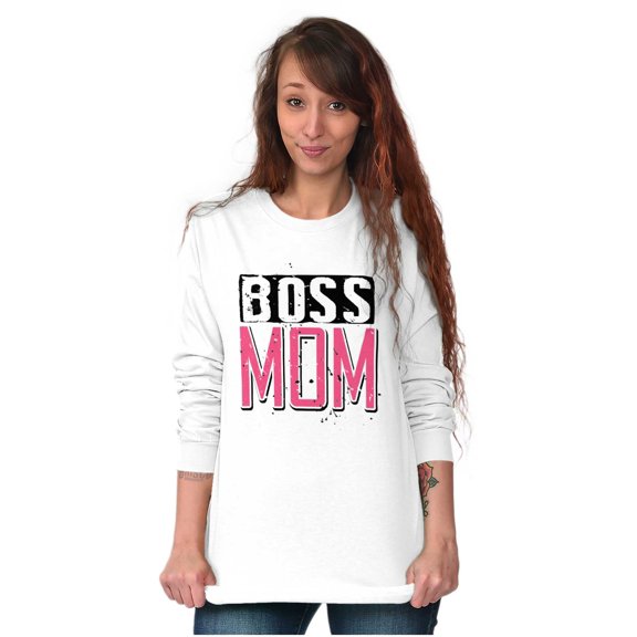 Boss Mom Funny Mothers Day Momma Women's Long Sleeve T Shirt Brisco Brands S