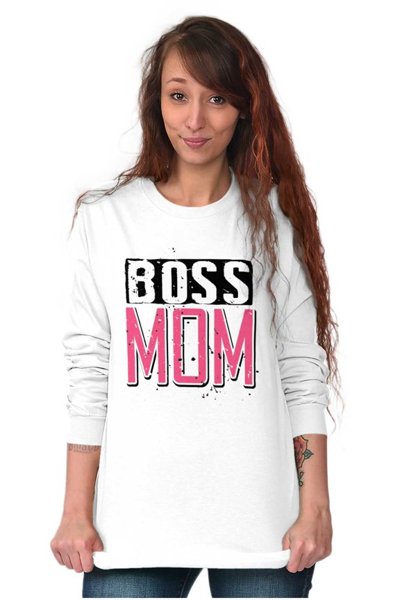 Boss Mom Funny Mothers Day Momma Women's Long Sleeve T Shirt Brisco Brands S