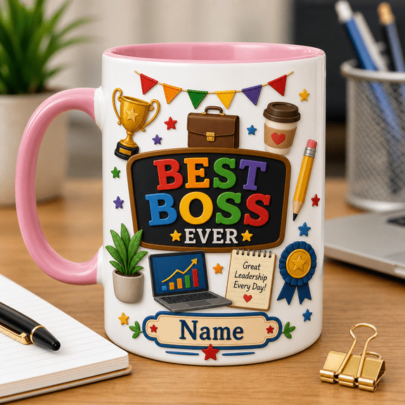Boss Mug Personalized Best Boss Ever Coffee Cup, Custom Name Manager Appreciation Gift