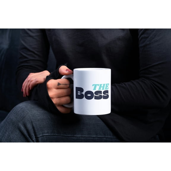 The Boss Mug - Trendy White Coffee Mug with Bold Typography | Perfect Gift for Boss, Employee, or Co-Worker | Stylish Ceramic Mug for Office or Home Use