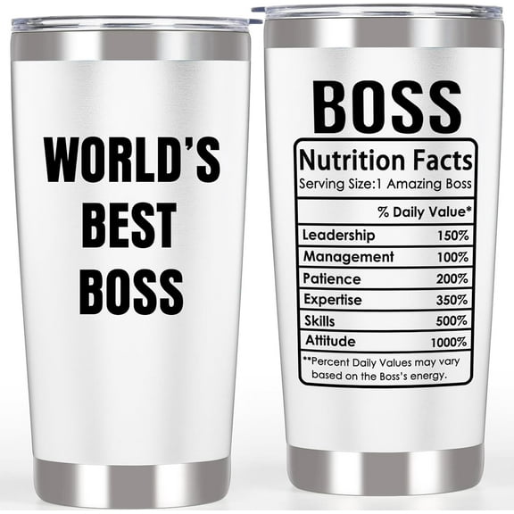 Boss Mug Tumbler, Boss Gifts for Women Men Female Male - Boss Birthday Gifts, Happy Bosses Day Gift Ideas, Worlds Best Boss Manager Appreciation Gifts for Him Her, Funny Travel Coffee Mug, 20oz