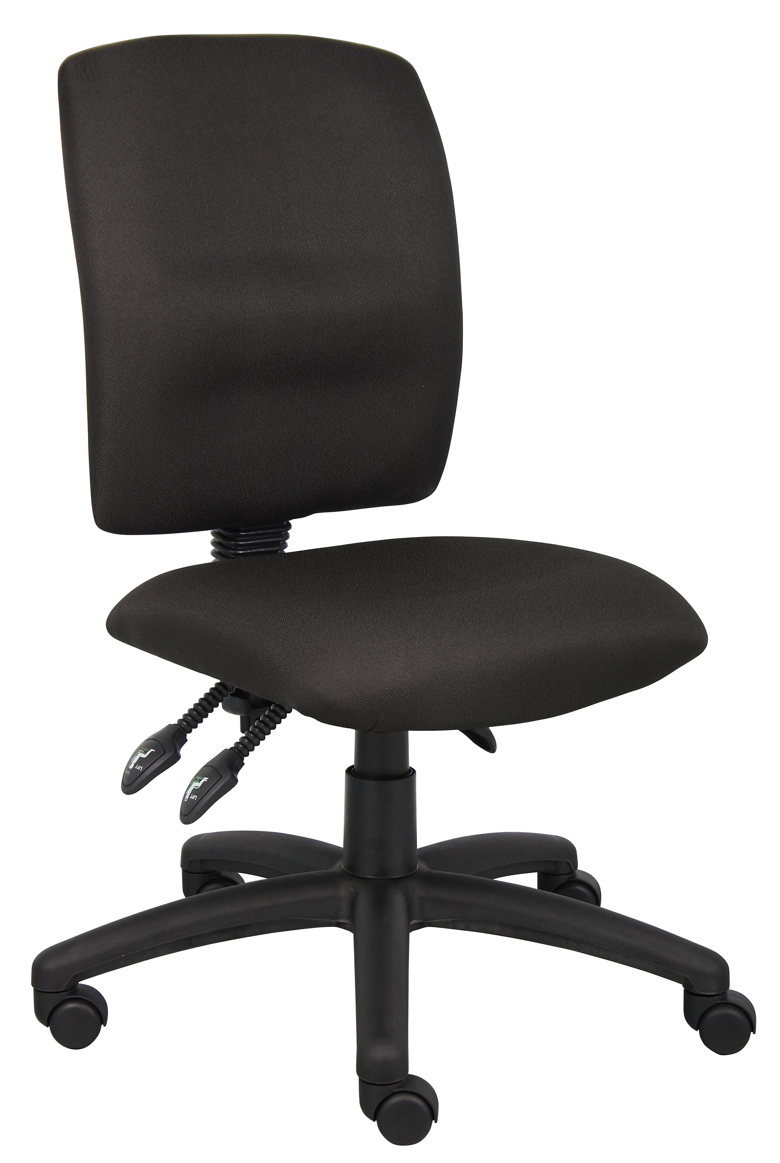 Adjustable Swivel Task Chair in Black Fabric with Lumbar Support