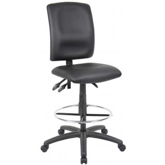 Boss Multi-Function Leatherplus Drafting Stool - Black