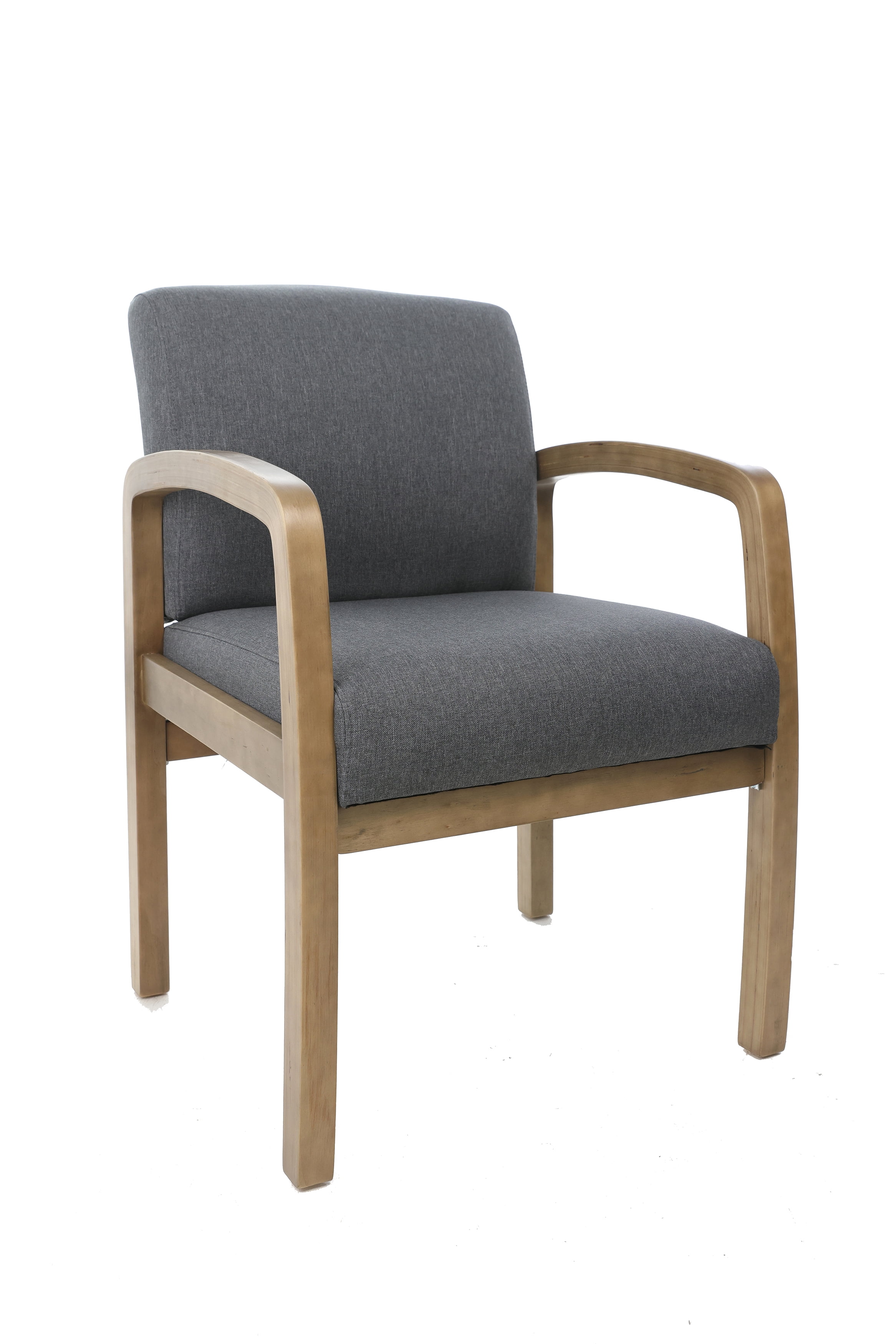 Slate Grey Driftwood Base Guest Chair in Commercial Linen