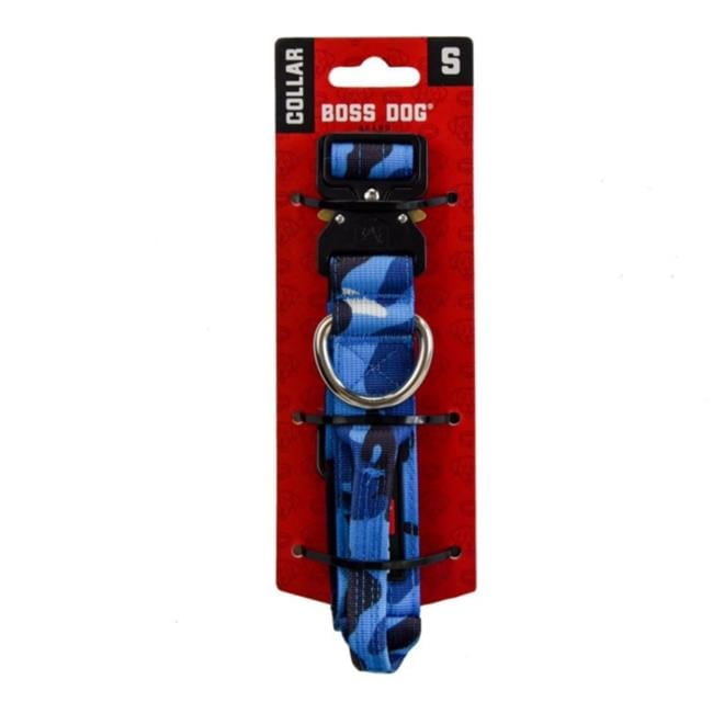 Boss Nation 850030579171 13-16 in. Dog Tactical Adjustable Dog Collar, Blue Camo - Small