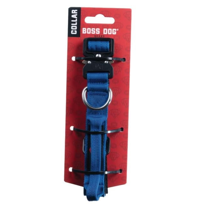 Boss Nation 850010391182 13-16 in. Dog Tactical Adjustable Dog Collar, Blue - Small