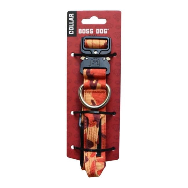 Boss Nation 850030579133 13-16 in. Dog Tactical Adjustable Dog Collar, Orange Camo - Small