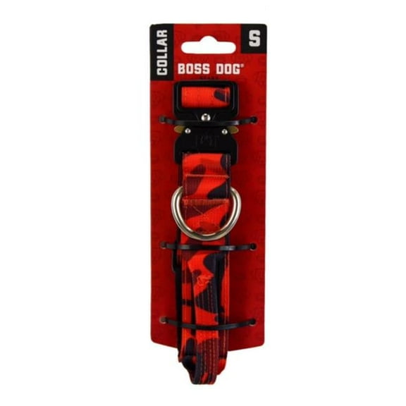Boss Nation 850030579218 13-16 in. Dog Tactical Adjustable Dog Collar, Red Camo - Small