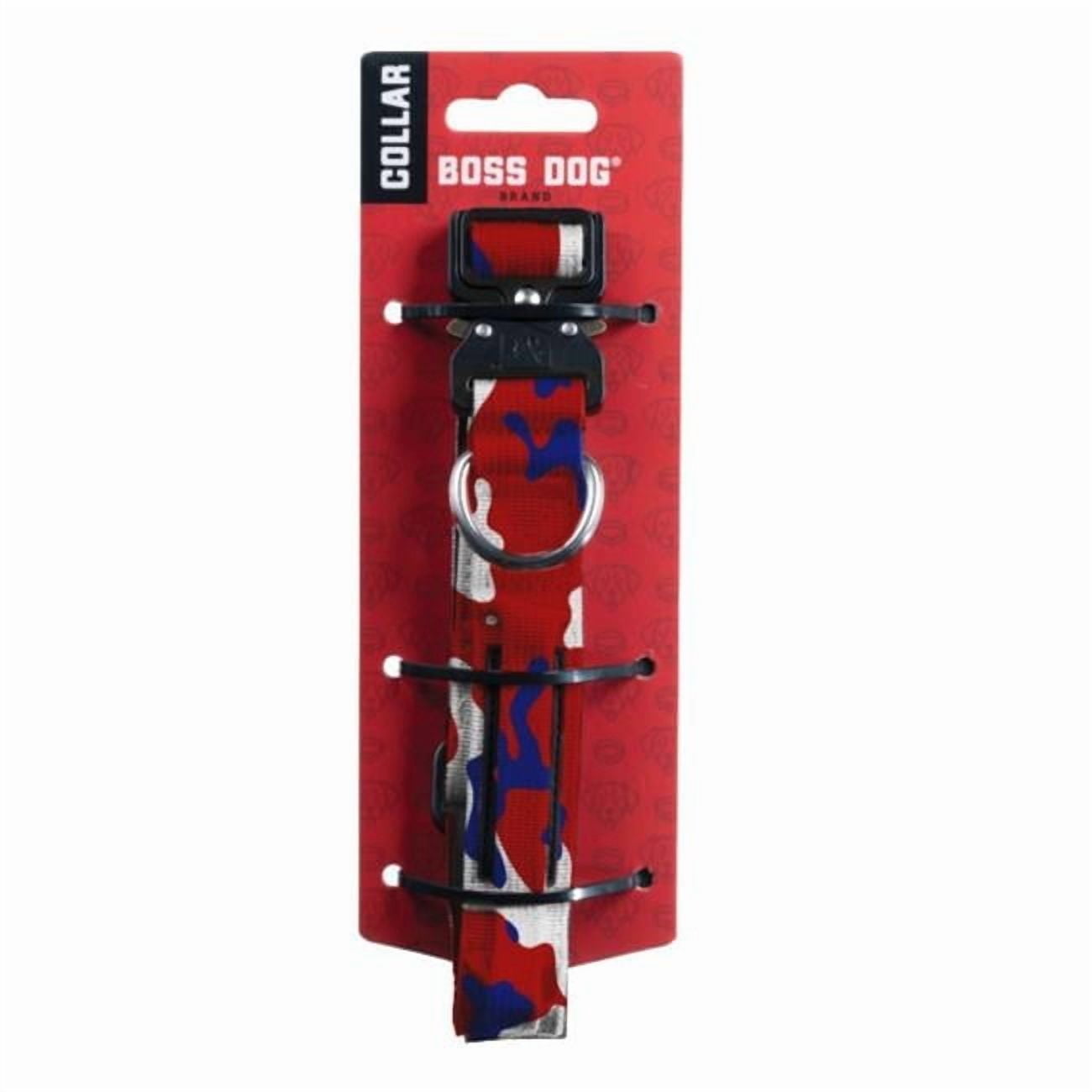 Boss Nation 850036272380 13-16 in. Dog Tactical Adjustable Dog Collar, Red, White & Blue - Small
