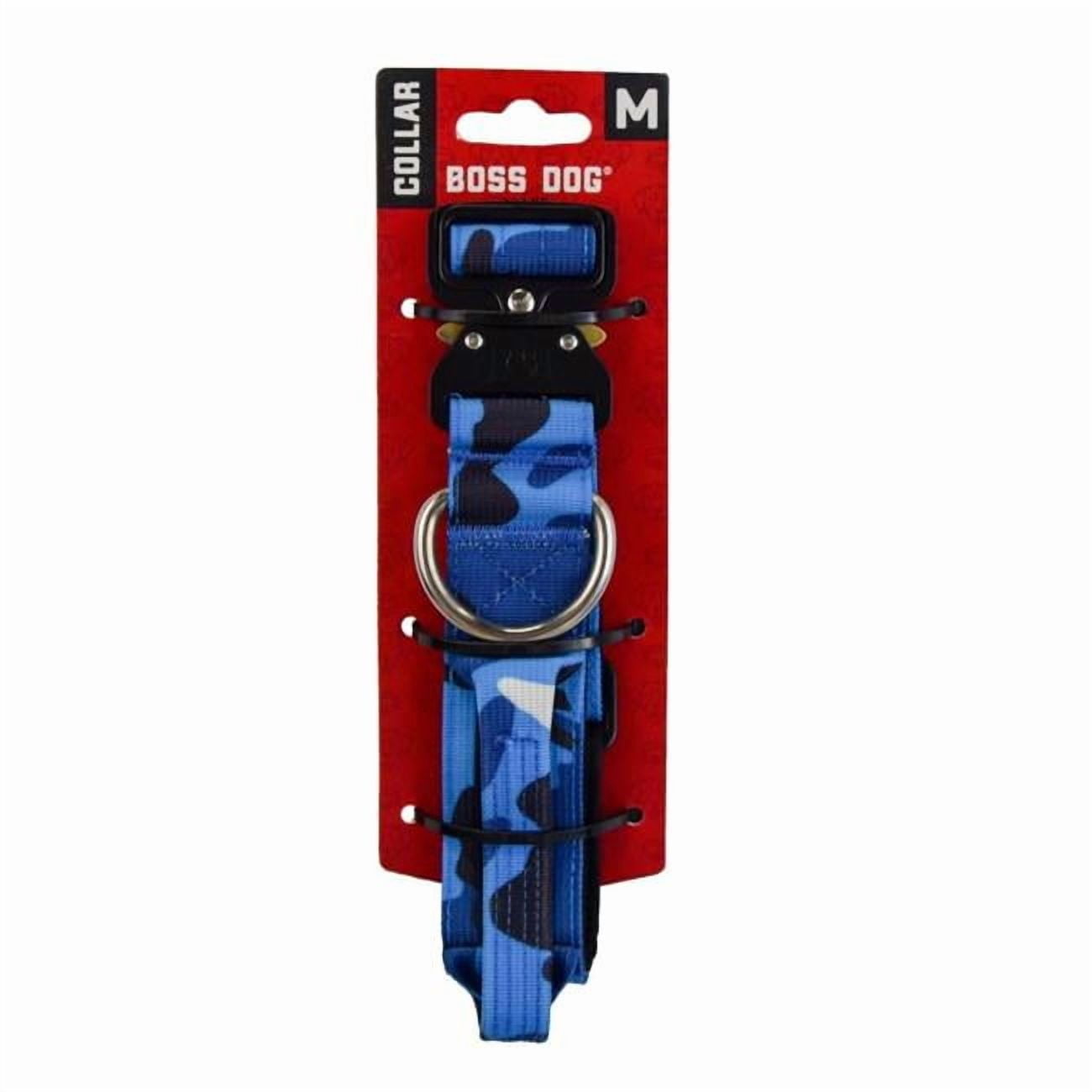 Boss Nation 850030579188 15-18 in. Dog Tactical Adjustable Dog Collar, Blue Camo - Medium