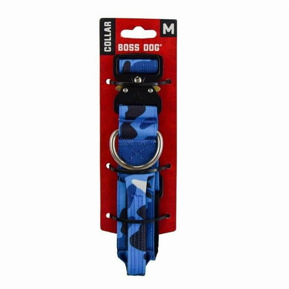 Boss Nation 850030579188 15-18 in. Dog Tactical Adjustable Dog Collar, Blue Camo - Medium