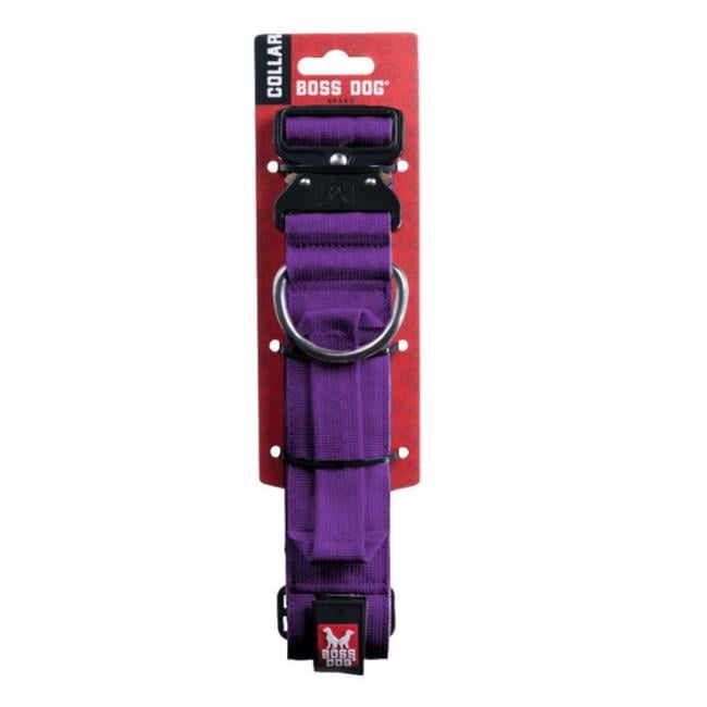 Boss Nation 850036272786 15-18 in. Dog Tactical Adjustable Dog Collar, Purple - Medium