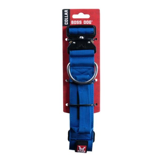 Boss Dog ProSeries Heavy-Duty Reinforced Nylon Webbing Adjustable Safety Dog Collar, Blue, LG