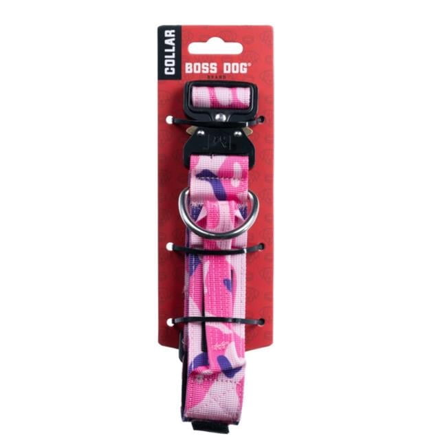 Boss Nation 850010391946 17-22 in. Dog Tactical Adjustable Dog Collar, Pink Camo - Large