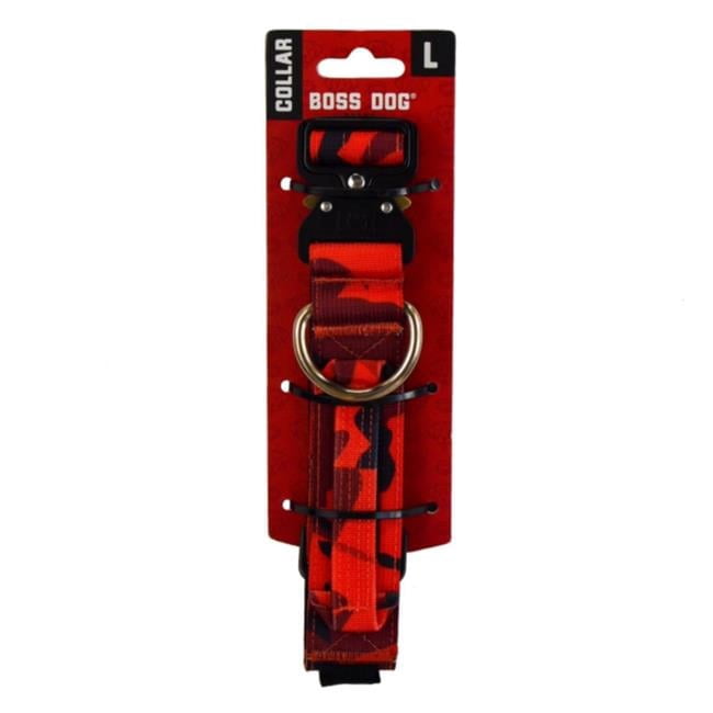Boss Nation 850030579232 17-22 in. Dog Tactical Adjustable Dog Collar, Red Camo - Large
