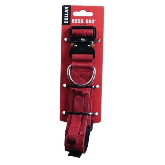 Boss Nation 850010391892 17-22 in. Dog Tactical Adjustable Dog Collar, Red - Large