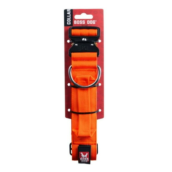 Boss Nation 850030579102 Tactical Adjustable Dog Collar, Hunter Orange - 15-18 in - Medium