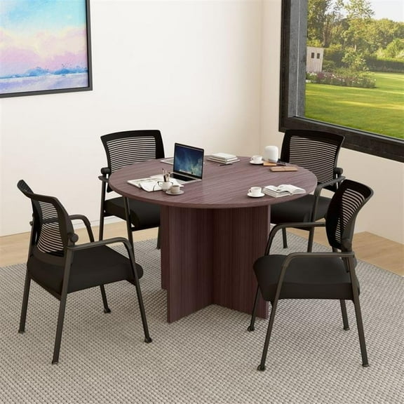 Boss Office Products 47"W Conference Table w/4 Fabric Guest Chairs in Driftwood