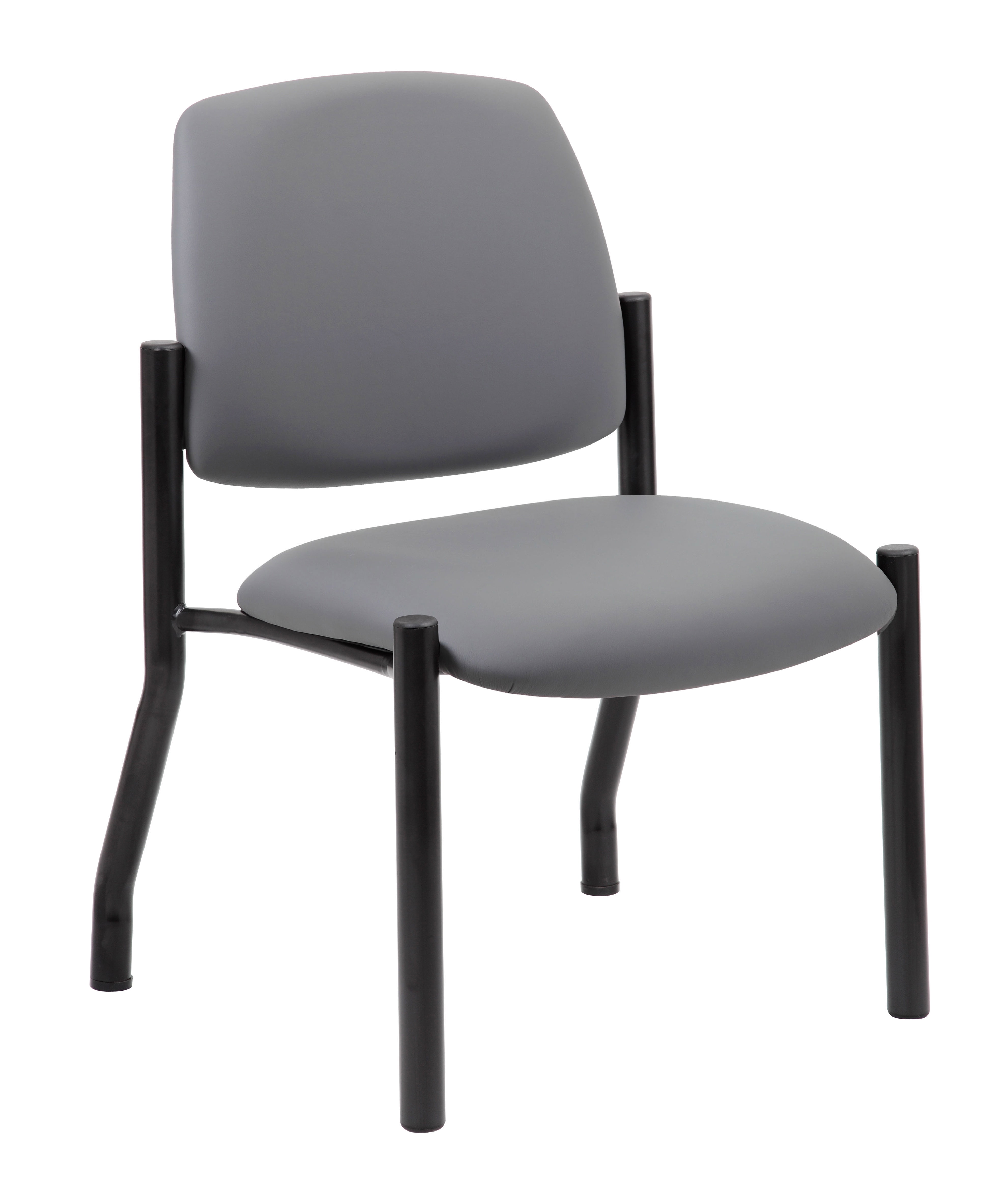 Gray Armless Vinyl and Metal Guest Chair