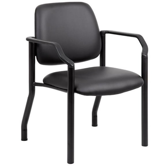 Boss Office Products Big and Tall Antimicrobial Vinyl Guest Chair in Black