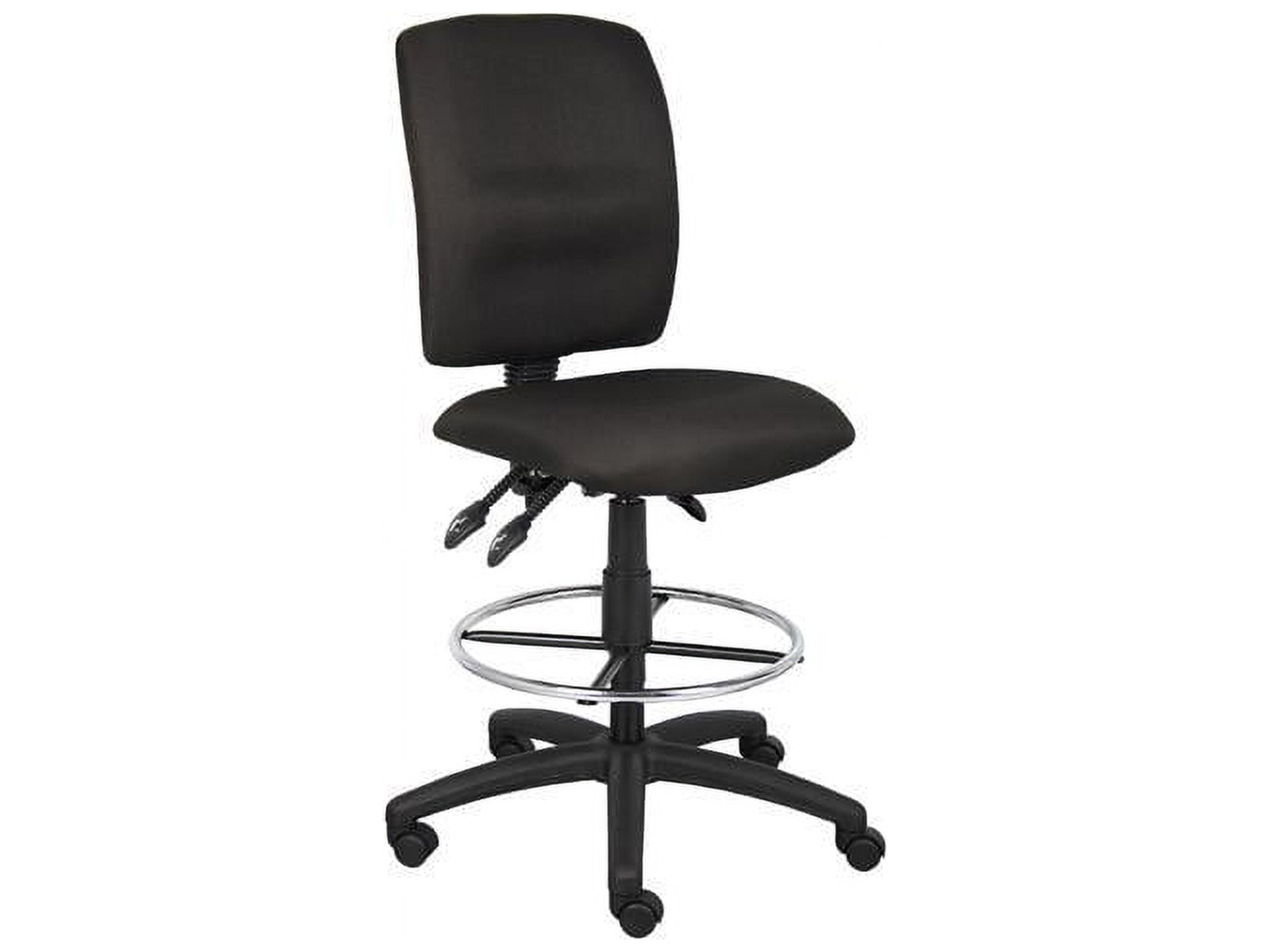 Adjustable Swivel Task Chair in Black Fabric with Lumbar Support