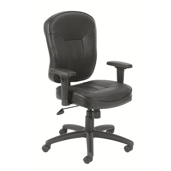 Boss Office Products Boss Office Products Black Leather Task Chair-Feature:With Wild Arms