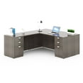 thumbnail image 1 of Boss Office Products Desk and Credenza with 2 Pedestals in Driftwood, 1 of 1