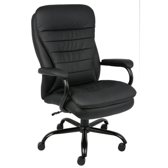 Boss Office Products Big and Tall Double Plush Caressoftplus Vinyl Office Chair, Black