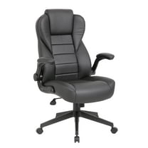 Boss Office Products High Back Flip Arm Vinyl Executive Chair in Black