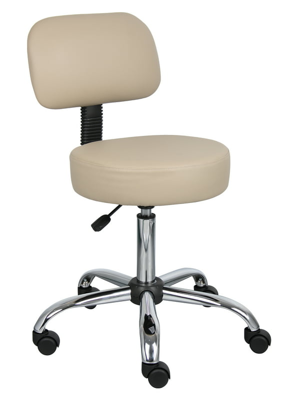 Boss Office & Home B245-BG Adjustable Medical Spa Rolling Desk Stool with Back, Beige