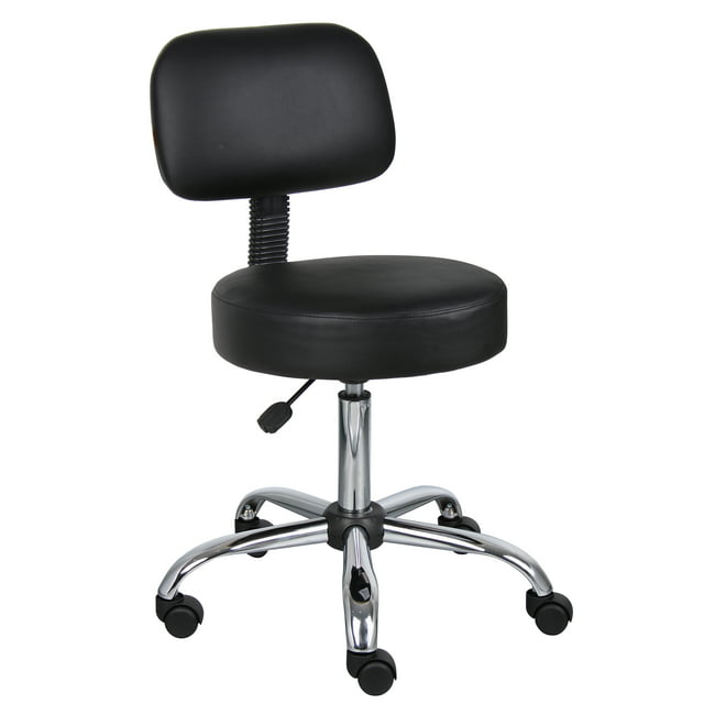 Boss Office & Home B245-BK Adjustable Medical Spa Rolling Desk Stool with Back, Black