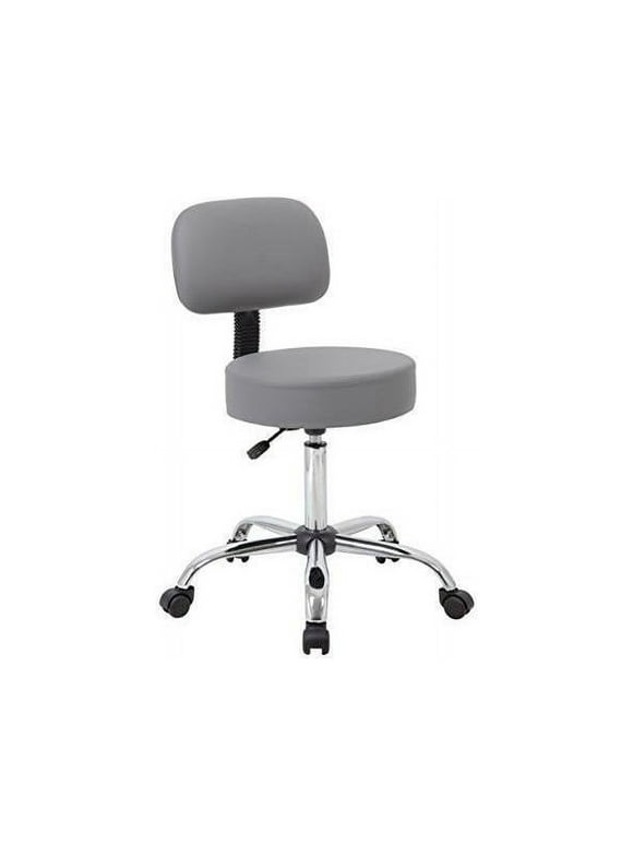 Boss Office & Home B245-GY Adjustable Medical Spa Rolling Desk Stool with Back, Grey