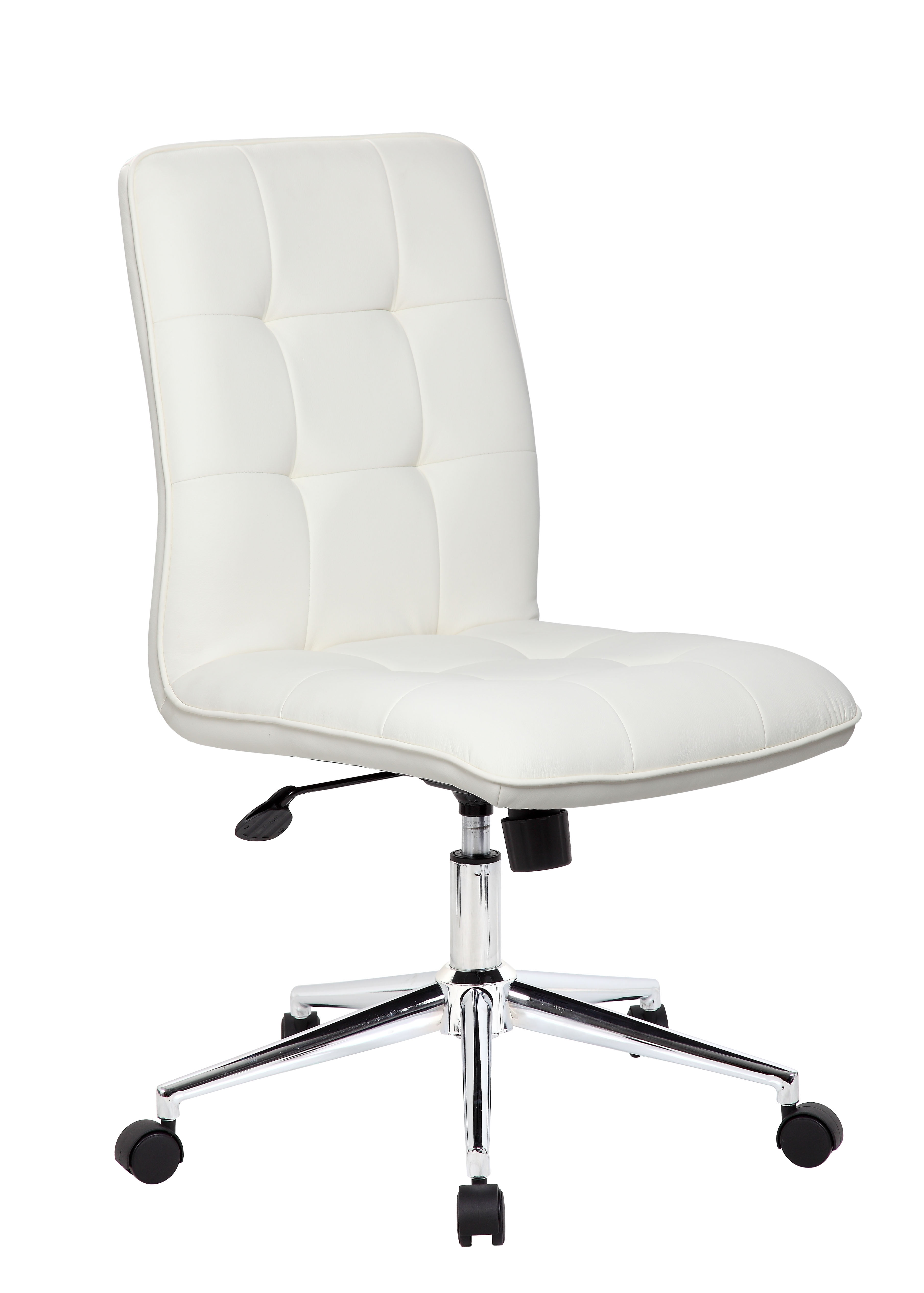 Donna Swivel Modern Task Chair in White CaressoftPlus and Chrome