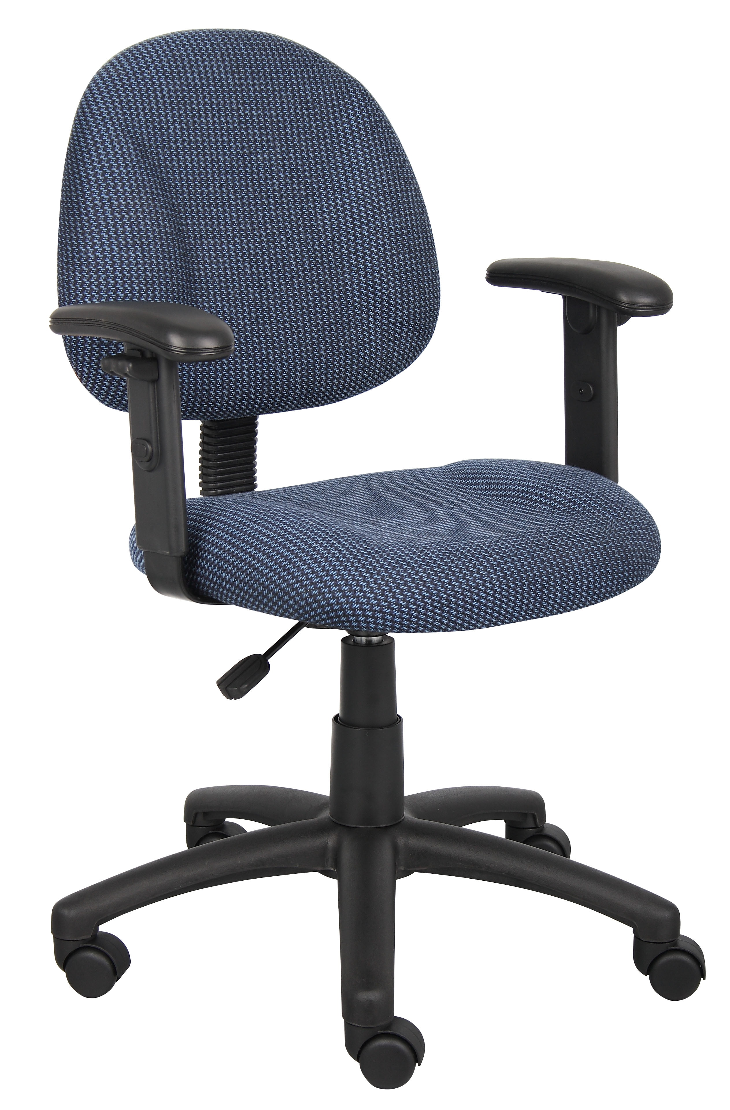 Elegant Blue Fabric Task Chair with Adjustable Arms and Swivel Base