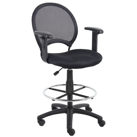 Boss Office Products Black Drafting Chair with Adjustable Arms