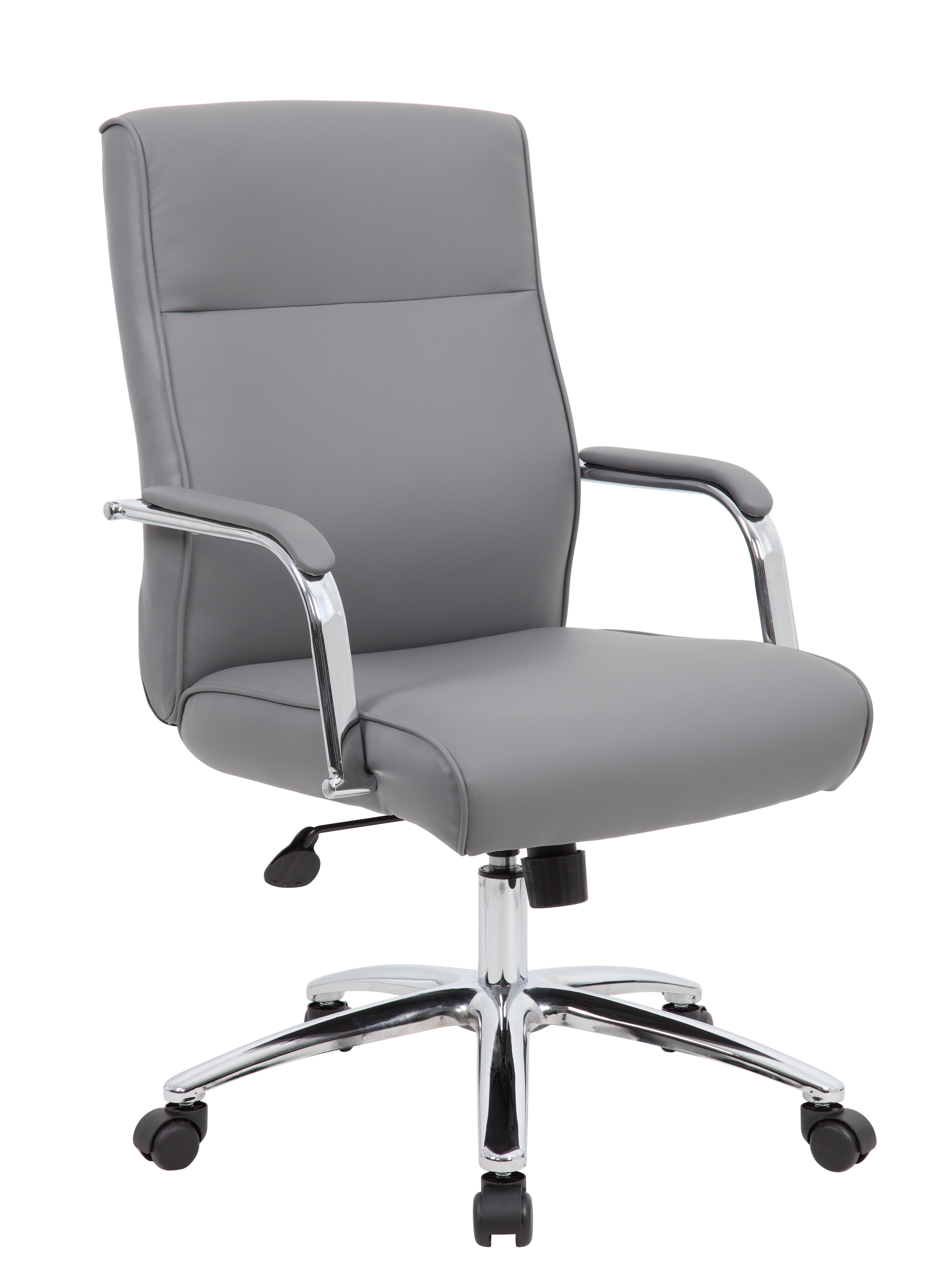 Ergonomic Executive Swivel Chair in Breathable Gray Vinyl