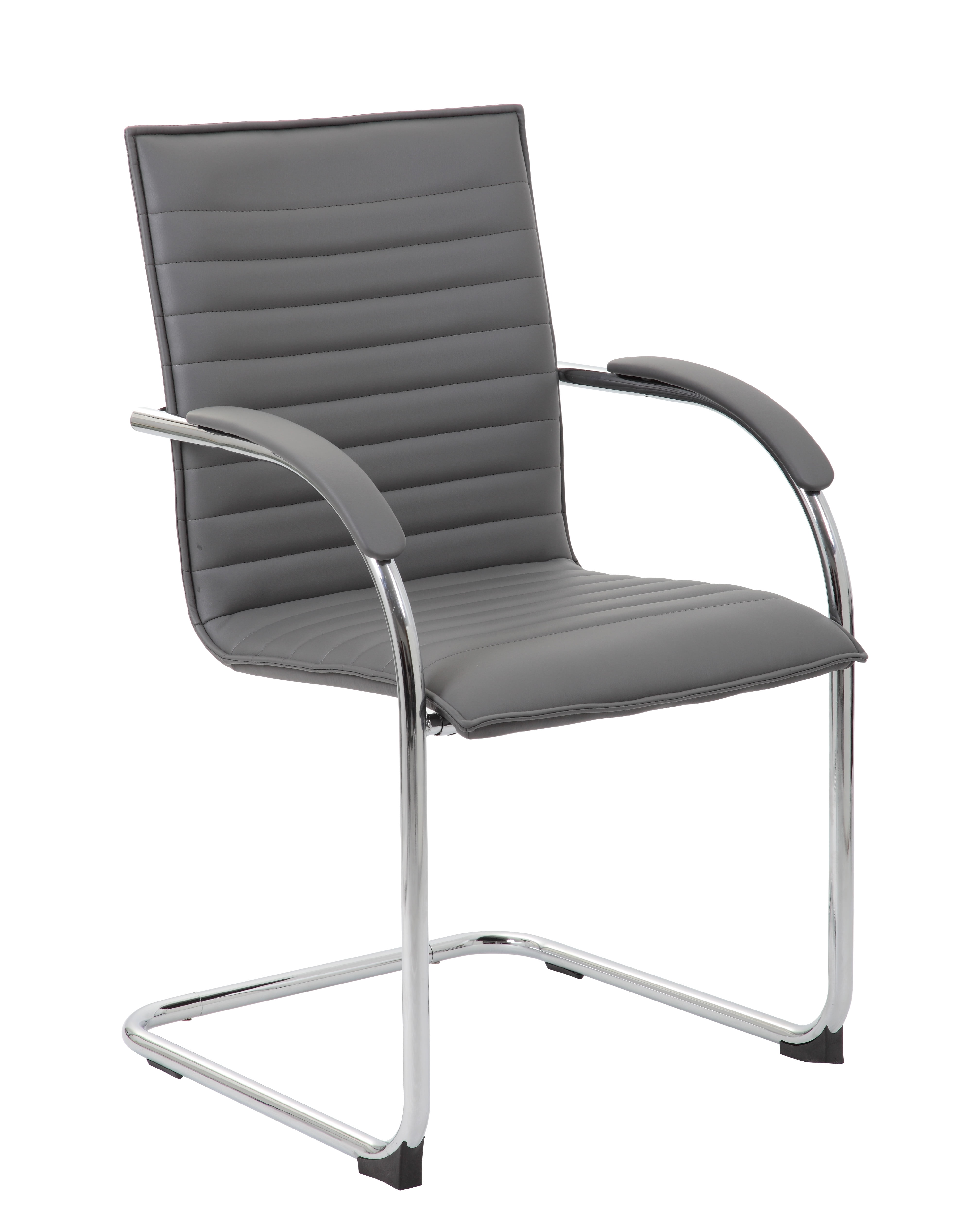 Luxurious Gray Vinyl and Chrome Frame Side Chair Set of 2