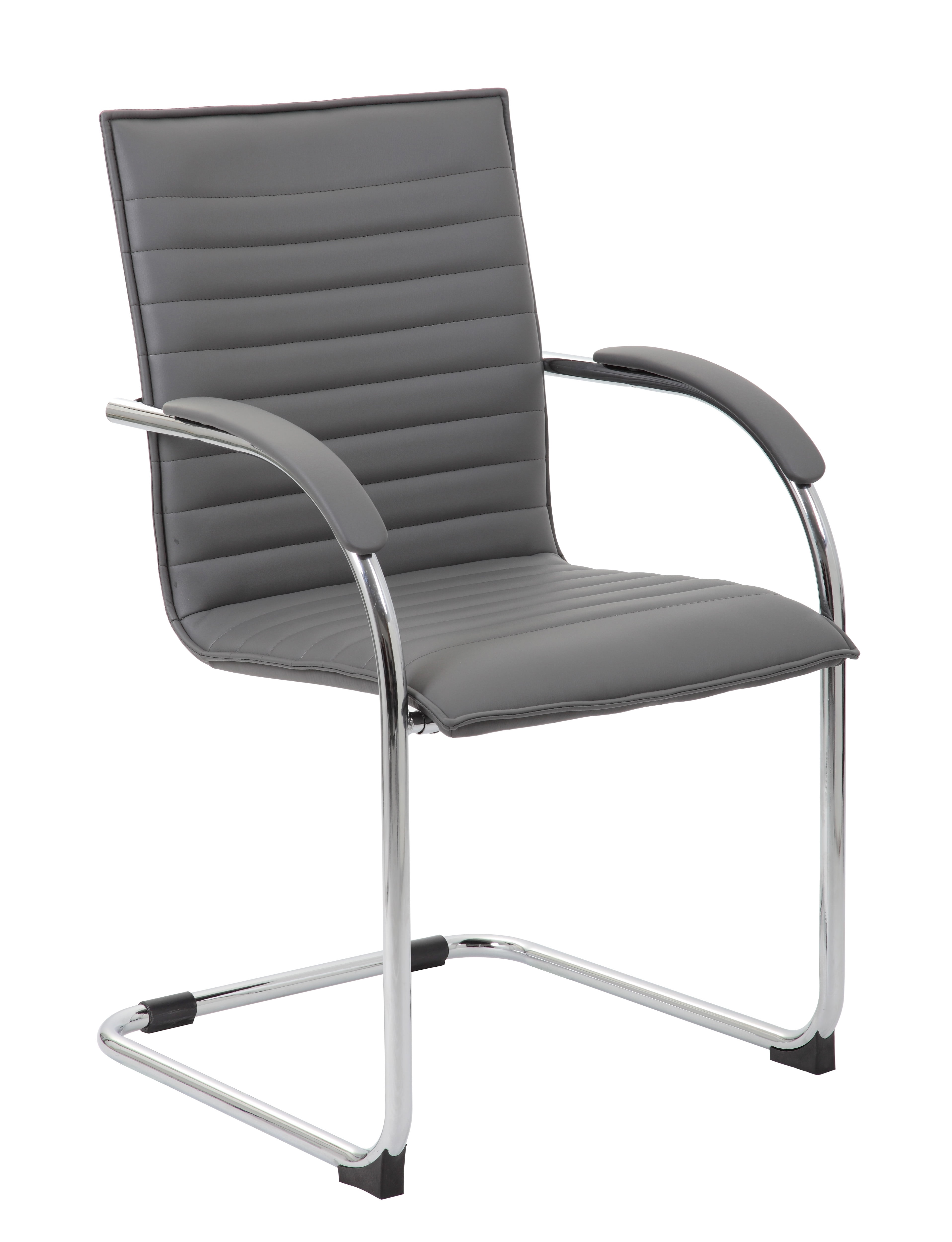 Luxurious Gray Vinyl and Chrome Frame Side Chair Set of 2